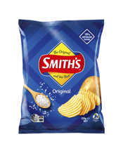  Smiths Crinkle Cut Original<br>170g  170G Australian-made and Aussie Proud<br><br /><br />Our Smith's Chips are made from 100% Australian potatoes, grown by Aussie farmers - including a family-run farm that's been supplying us for over 50 years.<br><br /><br />In 1931, Smith's took the humble potato and created the original crinkle-cut potato chip recipe we all know and love today. Affectionately known as 'the People's Chip', our national heritage is something we are very proud to celebrate.<br><br /><br />Potato Snacks to Accompany You