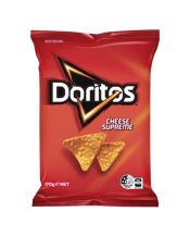  Doritos Corn Chips Cheese<br>Supreme 170g  170G Perfect for Entertaining Company. Whether you’re looking for that flavoursome fan-favourite to bring along to a gathering or looking to fuel your late-night gaming grind, this triangular gen-z icon never fails to excite. Chips? Nachos? Anything. In fact, it's so good that it makes a fantastic addition to your meal as a seasoning or even just to give your dinner that extra crunch factor. Want to Doritos-fy your favourite dishes?Maybe a Doritos Mac Cheese for that oh-so-satisfying crunch or an eve