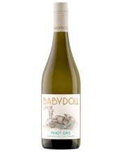 Babydoll Marlborough Pinot<br>Gris 750ML This aromatic and beautifully concentrated Pinot Gris is bursting with ripe stone fruit and fresh figs, giving a soft and rounded wine with a fresh crisp finish.