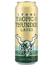  Stone Tropic Of Thunder<br>Lager Cans 568ml  568mL Mainstays Citra & Mosaic along with newcomer Cashmere hops are joined by the juicy tropical aromas of citrus, pineapple and coconut. These three combine to form an array of citrus, tropical and fruit aromas and flavours in a refreshing, crushable lager.