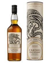  Cardhu Gold Reserve Game Of<br>Thrones House Of... 700mL Fueled by the same fiery spirit of the fierce female leadership of Daenerys Targaryen, this single malt celebrates legendary women and their unwavering perseverance. The Cardhu Distillery was pioneered by Helen Cumming and her daughter-in-law Elizabeth during the 1800s, a time when the whisky industry was almost entirely male-dominated.