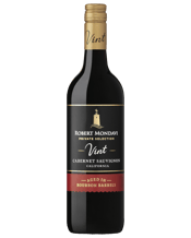  Robert Mondavi Private<br>Selection Bourbon... 750ML Deep, rich ruby in colour, it opens with concentrated aromas of blackberry cobbler, ripe dark berries, graham cracker, brown sugar, vanilla, milk chocolate, and toasty oak with notes of coffee and smoke. Flavors of ripe blackberry cobbler, blueberry pie, praline, sweet vanilla custard, brown sugar, caramel, and mocha, with hints of coffee and smoke. Soft, chewy tannins and toasty oak round the wine out with a long, lush finish.