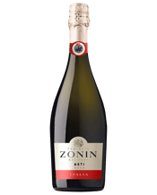  Zonin Asti Sparkling Moscato<br> 750ML From the heart of the Asti DOCG region in Northern Italy this delightful sparkling from Zonin shows great finesse with attractive sweetness and moderate alcohol. The typical aromatic tones of the Moscato grapes are fully manifested in the wine’s aroma, which is intense and extraordinarily appealing. In the mouth the wine is sweet, balanced and not cloying, unusually fresh, richly fruity, superbly balanced and satisfyingly persistent.