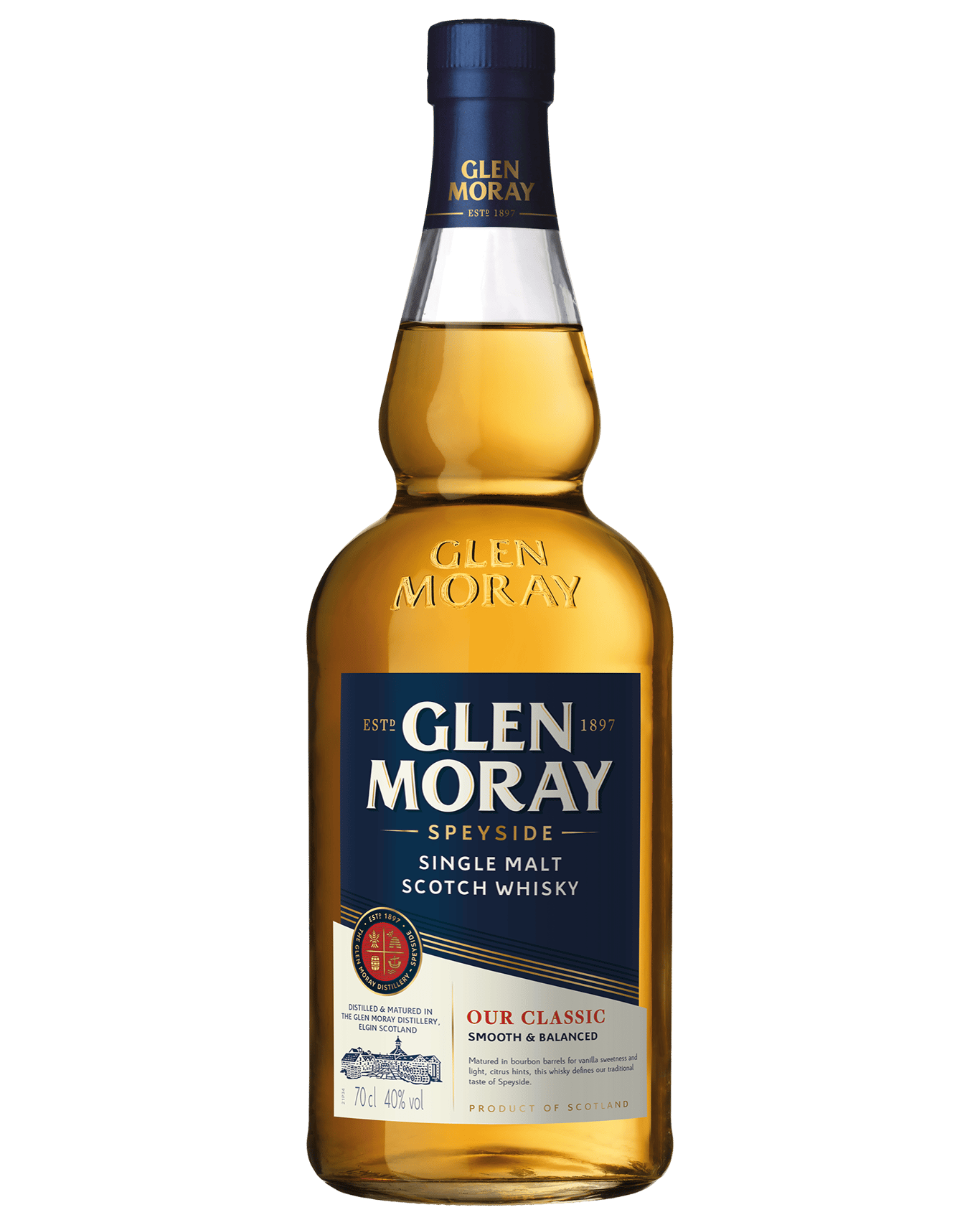 A bottle of Glen Moray Scotch Whisky