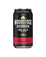  Woodstock Bourbon & Cola<br>4.8% Cans 375ml  375ML Woodstock 4.8% is a premix of smooth Kentucky Bourbon and cola. The 100 per cent Kentucky Bourbon has been distilled and left to mature in American Oak barrels before being mixed with cola.