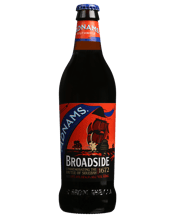 Adnams Broadside Strong<br>Original 500ml 500mL The Broadside is made in tribute to a fierce naval battle between the English and Dutch in 1672. The English fleet was moored in Southwold at the time, home to the Adnams Brewery, legend has it most of the sailors were in a tavern when they were called to arms. This is a full bodied ale of fruitcake, pungent hops and punchy alcohol. Perfect with strong cheddar.
