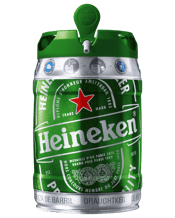  Heineken Draught Beer Mini<br>Keg 5l  5L Heineken, the Dutch blonde pilsner, features a secret A-yeast developed by Gerard Heineken back in 1873. The recipe remains unchanged in 139 years and continues to deliver the exceptionally light, easy-drinking and distinctive taste that is Heineken. Specially packaged in a 5L keg that houses innovative technology that always allows you to pour the perfect draught every time.