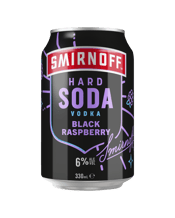  Smirnoff Hard Soda  Black<br>Raspberry Fizz... 330ML An eccentric vodka drink with a burst of Black Raspberry flavour topped with soda water for a refreshing taste. Best served ice cold for a crisp and refreshing taste, perfect for the moments you want to dial up the energy with no compromise on taste. With less than 2.1g sugar per 100mL and only 137 calories per can.