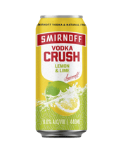  Smirnoff Crush Lemon Lime<br>Cans 440ml  440ML Say hello to your newest Crush. Super sweet Lemon and zesty Lime fruit flavours, mixed with the World’s No 1 Vodka. Like a bass drop for your taste buds, Crush is a full-on flavour taste experience. Made with natural fruit flavours for a refreshing taste. 6% ABV in a BIG 440ml can.