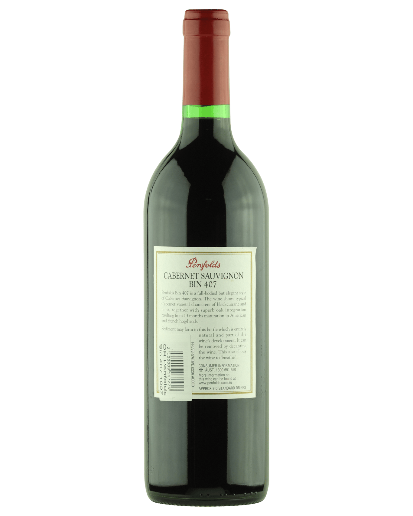 Buy Penfolds Bin 407 Cabernet Sauvignon 1997 Online (Lowest Price ...