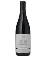  Château Du Moulin-à-vent<br>Champ De Cour 2021... 750ML Chateau du Moulin-à-Vent dates back to 1732 and gave its name to the appellation when it was created in 1936. The estate has 37 hectares of vines across the appellation’s finest terroirs on mostly granitic soils rich in iron oxide, copper and manganese. This is a single-site Gamay from La Rochelle, an elevated, close-planted (10,000 vines per hectare) vineyard at 280m with plantings dating back to the 1950s and earlier.
