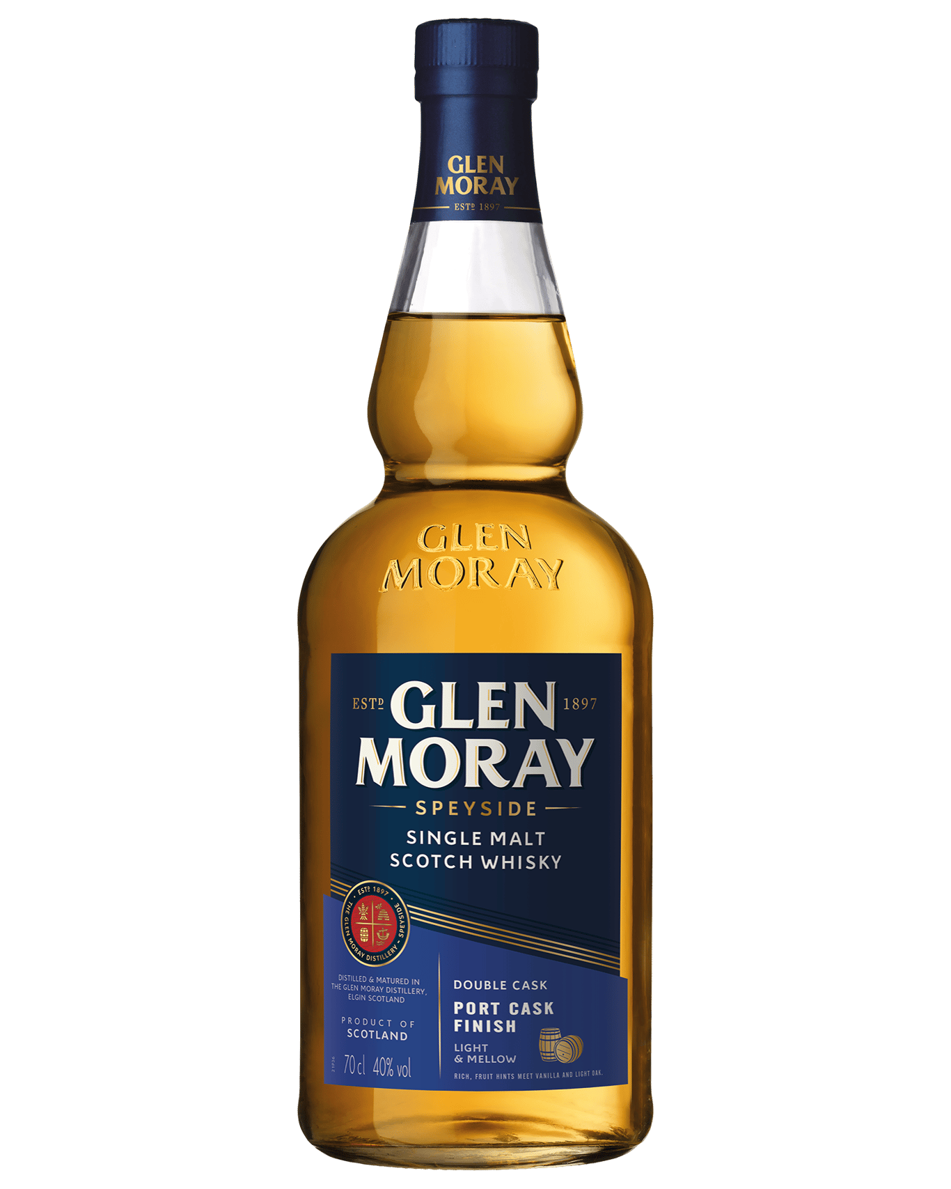 A bottle of Glen Moray Classic Port Cask Single Malt Scotch Whisky