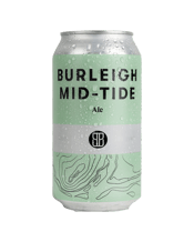  Burleigh Brewing Co.<br>Mid-tide Ale Cans... 375ML Just like the optimal mid-tide conditions for perfect waves at Burleigh point, our go-to ale sits right in the sweet spot. Burleigh Mid-Tide’s flavour belies its alcohol content. And it’s supremely sessionable. Sessionable – what a word. It conjures up images of sharing long summer afternoons with friends over a few frosty ones. Technically, it actually means you can enjoy yourself, without having to call in sick the next day. Basically, it’s beer magic. And our Burleigh Mid-Tide is a delicious