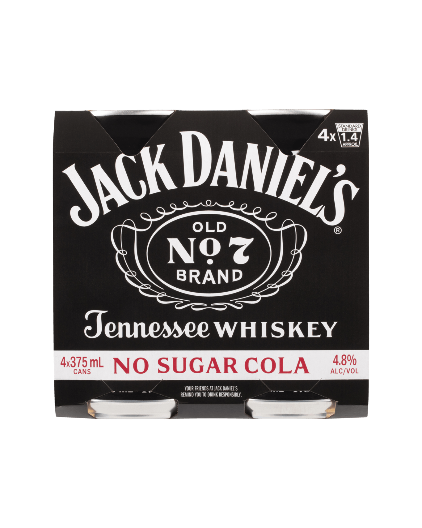 Jack Daniel's Tennessee Whiskey & No Sugar Cola Cans 375ml (Unbeatable ...