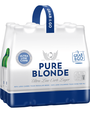 Pure Blonde Ultra Low Carb Lager Bottles 12 pack 355mL