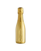  Bottega Gold Prosecco 200ml  200ML Bottega Gold is a Prosecco DOC, obtained by the vinification of Glera grapes. This ultra premium wine was sourced from vineyards near the romantic city of Venice. Bright, straw yellow, fine and persistent perlage. The aroma is typical and refined with fruity green apples, pear, citrus fruits and floral white flowers, acacia, wisteria and lily of the valley notes, sage and spices at the finish. A creamy sensation as the tiny bubbles break across the tongue creates a luxurious feel.