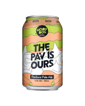  Moon Dog The Pav Is Ours<br>Pavlova Pale Ale... 330mL Fresh from the pour vanilla is the first cab off the rank. Following closely behind is a veritable hummer limousine of fruity characters. Soft strawberry with the dual twang of passionfruit and kiwi fruit. There is little to no malt or yeast present on the nose but the subtle tropical notes from the US hops lets you know this is beer. The combination of fruit and vanilla is masterful, with the sweet vanilla and strawberry offsetting the mild acidity from the passion and kiwi fruits. The mouthfee