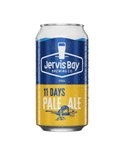  Jervis Bay Brewing Co 11<br>Days Pale Ale Cans... 375ML Imagine walking from Jervis Bay to Sydney. The crew onboard the cutter Nancy washed up on shore in Jervis Bay in 1805 and it took them 11 days to walk all the way home to Sydney. Sure hope there was a refreshing pale ale waiting for them at the other end. This bright pale ale bucks the trend of mega quantities of peach and passionfruit. Instead, the Strata and Amarillo aroma hops impart subtle notes that, if in a wine, might be expressed as barnyard. The dry finish results in a crisp, refreshing