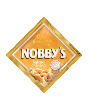  Nobby's Salted Cashews 150g  150G Australians have enjoyed the unbeatable quality and taste of Nobby’s Nuts for more than 50 years. Gently salted with a delicious crunch Nobby’s Salted Cashews are the perfect snack to nibble on.