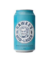 Hawke's Brewing Co.<br>Mid-lager 3.5%... 375ML Tastes like a slightly hoppier full-strength lager (even though it's only mid-strength).