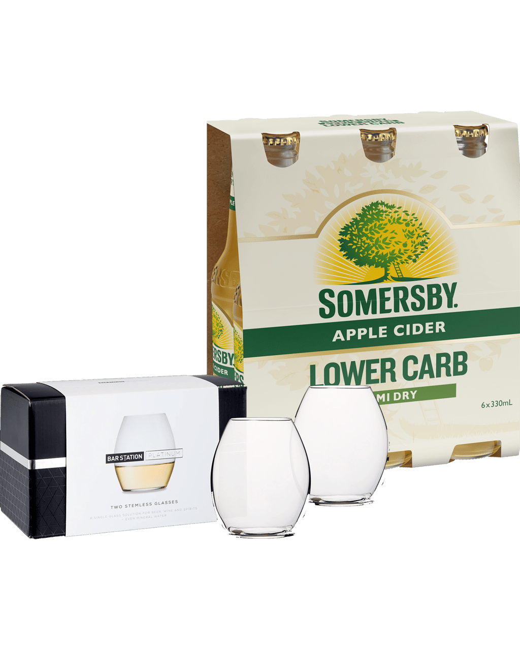 Buy Somersby Low Carb Apple Cider & Bar Station Platinum Stemless