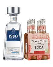 1800 Paloma & Fever-tree<br>Premium Grapefruit Soda... Fever Tree Pink Grapefruit. Made with real juice from handpicked pink Florida grapefruits. An impressive upfront burst of fresh grapefruit carefully balanced with soft pink grapefruit floral notes. The perfect levels of carbonation and real juice content provide a rounded base which complements the best premium tequilas and vodkas for a refreshing, light spritz. 1800 Tequila. Made from 100% Weber Blue Agave hand-picked from the highlands of Jalisco, Mexico. The liquid is double-distilled, and a