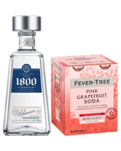 1800 Paloma & Fever-tree<br>Premium Grapefruit Soda... Fever Tree Pink Grapefruit. Made with real juice from handpicked pink Florida grapefruits. An impressive upfront burst of fresh grapefruit carefully balanced with soft pink grapefruit floral notes. The perfect levels of carbonation and real juice content provide a rounded base which complements the best premium tequilas and vodkas for a refreshing, light spritz. 1800 Tequila. Made from 100 percent Weber Blue Agave hand-picked from the highlands of Jalisco, Mexico. The liquid is double-distilled,