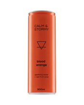  Calm & Stormy Blood Orange<br>Sparkling Water... 300mL 10% Australian Blood Orange Juice + Sparkling water and nothing else LOCAL - Sourced from the pristine central highlands of Victoria 100% RECYCLABLE - Aluminium cans are the most recycled packaging product in the world INFINITE RECYCLING - Can be recycled endlessly without compromising any of its quality RETAINS BUBBLES - Stays fresh and sparkling for longer Crimson red flesh. Potent antioxidants. Nothing but 10% real fruit & pulp bleeding into a pool of sparkling volcanic mineral water from Vic