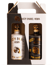  Rusty Barrel Spirits Vodka 2<br>Pack Gift Box  700mL This super smooth vodka has been processed using a unique carbon filtration system that results in a delightfully silky mouth feel with subtle, sweet grain character highlights. Rusty Barrel Vodka is not your everyday vodka. The combination of extraordinary artwork on the barrel shaped bottle and metallic skull bottle stopper, enhance the visual experience and take you on a journey with a uniquely Australian feel. Not for the faint hearted and a must for your home liquor cabinet or behind the ba