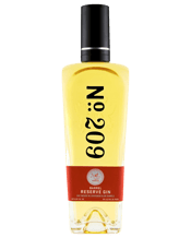 No. 209 Barrel Reserve Gin<br>Sauvignon Blanc... 750mL No. 209 Sauvignon Blanc Barrel Reserve Gin Batch #4 has a floral nose with hints of toasted grain and subtle spice over undertones of juniper and citrus. The first sip is alluringly sweet and citrusy, with a pleasant tang from wine barrel aging. Mid-palate shows a burst of floral tones, lavender, rose and chamomile with hints of juniper. The finish is long and round with cardamom, chocolate and cassia notes.